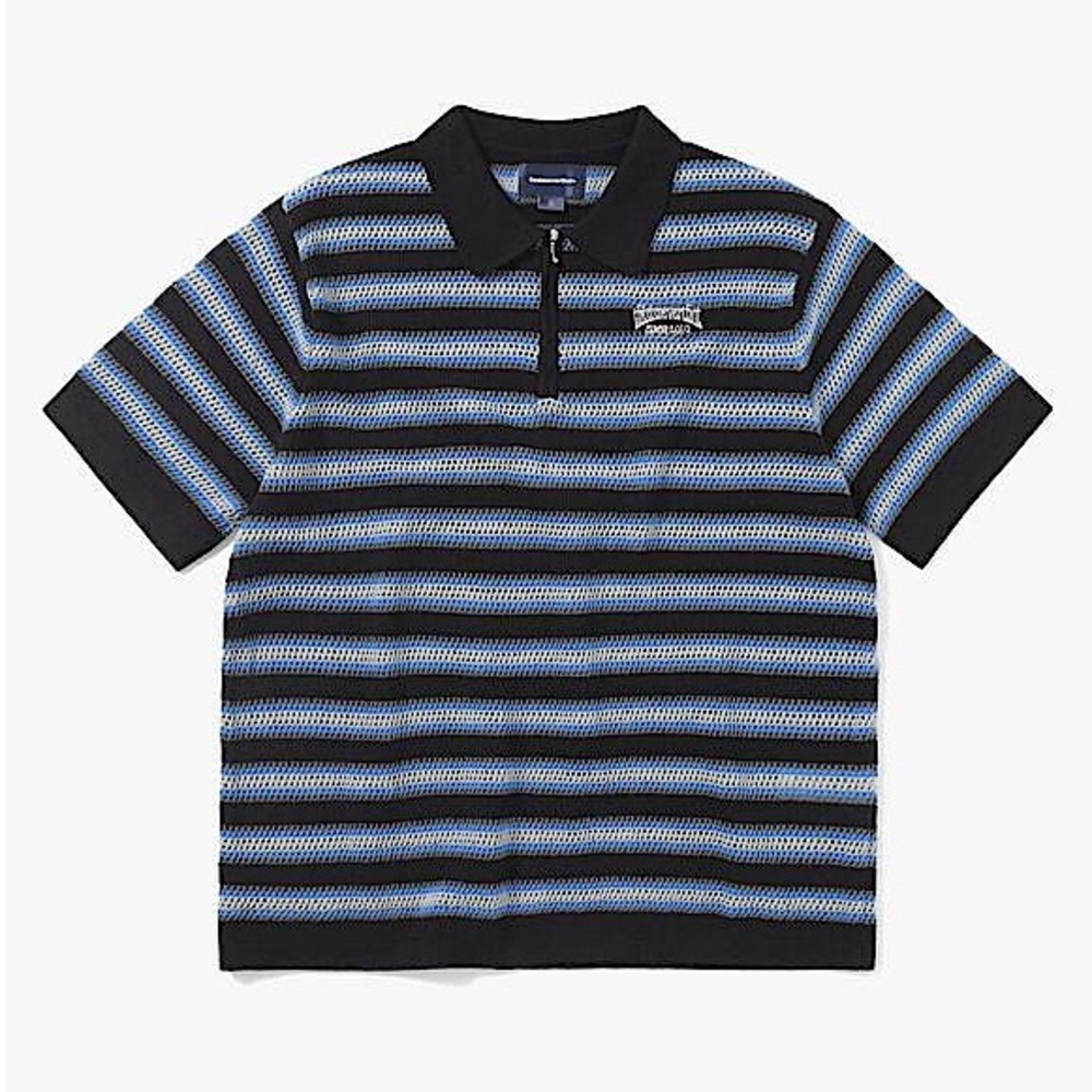Thisneverthat knit perforated short sleeve polo